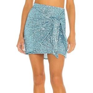 Show Me Your Mumu Why Knot Skirt Frosty Blue Sequins Size M
